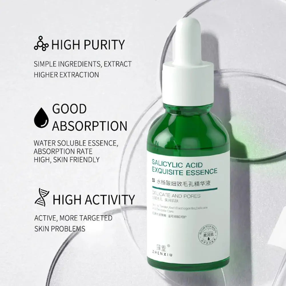 30ml Salicylic Acid Shrink Pores Serum Anti-acne Exfoliating Blackhead Remover Pores Essence Face Spot Removal Essence Skin Care