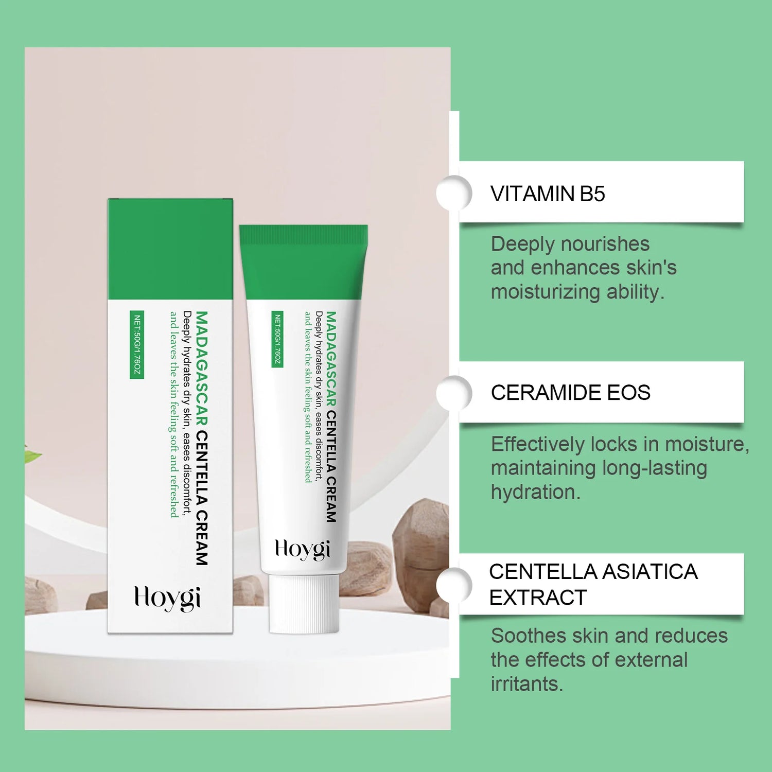 Centella Asiatica Skincare Set Green Clay Cleanser Centella Cream & Serum For Sensitive & Acne Prone Skin Moisturizing Soothing