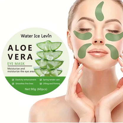 Aloe Vera Collagen Soothing Eye Mask, 60 Pieces - Unisex, Suitable for All Skin Types, Sulfur-Free Acidity, Moisturizing Eye Patch Containing Glycerin