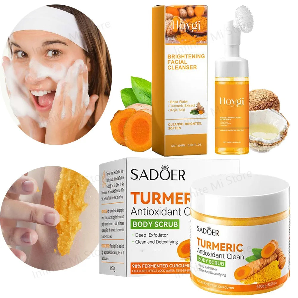 Turmeric Facial Cleanser Facial Scrub Cleansing Oil Control Blackhead Remover Shrink Pores Skin Care Body Care