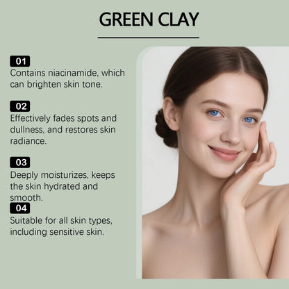 Centella Asiatica Skincare Set Green Clay Cleanser Centella Cream & Serum For Sensitive & Acne Prone Skin Moisturizing Soothing